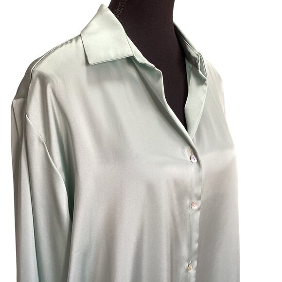 Zara Satin Look Green Blouse - Size M - Picture 2 of 8